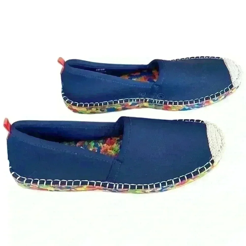 SEA STAR Beachcomber Woman’s Navy Blue Flats Slip on Espadrille Sandals Size 9​